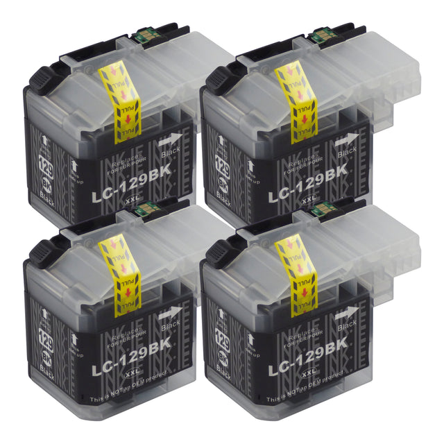 Compatible Brother LC129XL Black Ink Cartridge Quadpack