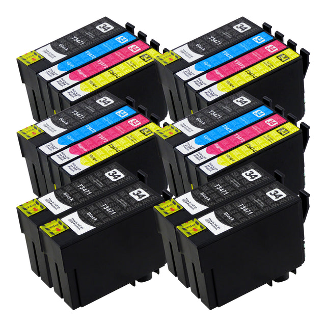 Compatible Epson T34XL - BIG BUNDLE DEAL (4 Black & 4 Multipacks) - Pack of 20 Cartridges