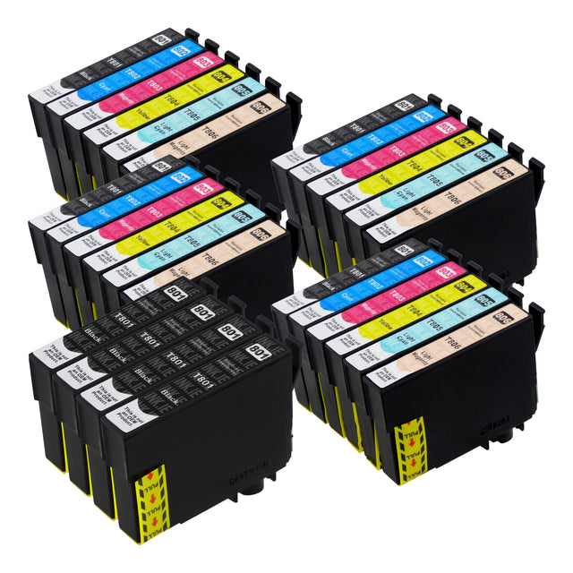Compatible Epson T0807 & T0801 - BIG BUNDLE DEAL (4 Black & 4 Multipacks) - Pack of 28 Cartridges