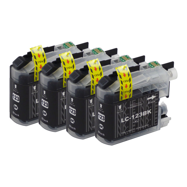 Compatible Brother LC123XL Black Ink Cartridge Quadpack