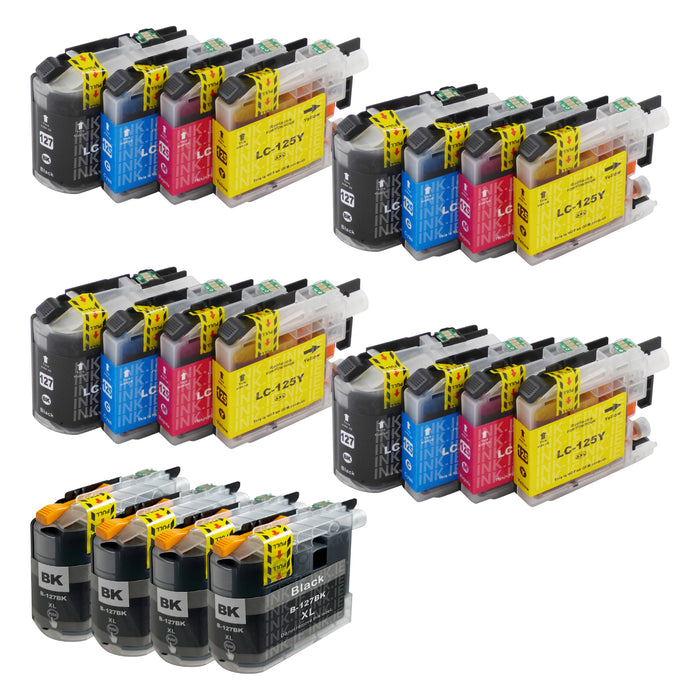 Compatible Brother LC127XL/LC125XL - BIG BUNDLE DEAL - (4 Black & 4 Multipacks) - Pack of 20 Cartridges