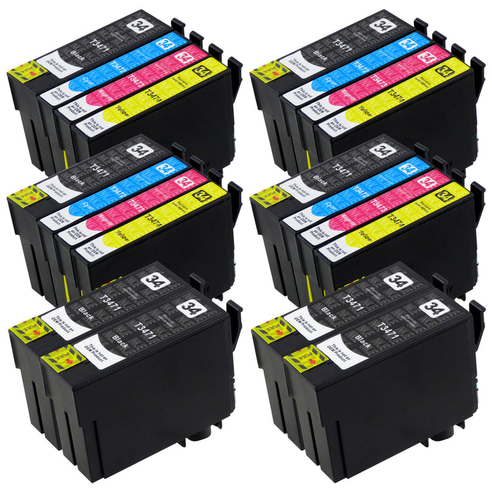 Compatible Epson T34XL - BIG BUNDLE DEAL (4 Black & 4 Multipacks) - Pack of 20 Cartridges